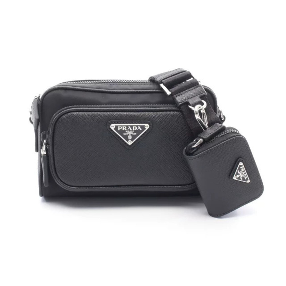 Prada Tessuto Saffiano Leather Shoulder Bag Black